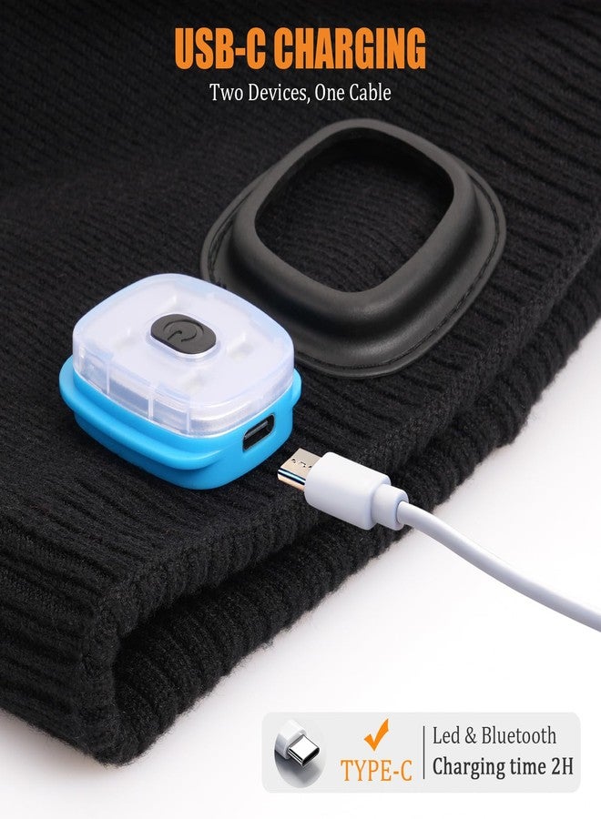 Wmcaps قبعة شتوية مبطنة بالفرو من Wmcaps للجنسين مزودة بتقنية بلوتوث وإضاءة LED، وسماعات رأس، وهدية تقنية للرجال والنساء والمراهقين، لون أسود - Image 5